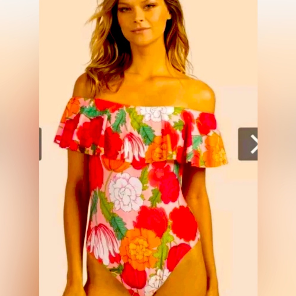 $154 TRINA TURK SUNNY BLOOM ONE PIECE SWIMSUIT SIZE 10